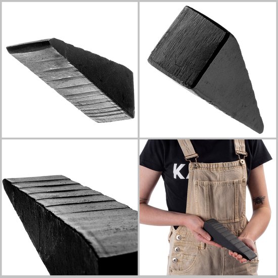 KADAX Houtsplijtwig van staal, 20 x 4 x 5 cm, splijtwig, handmatige wig voor het hakken en splijten van hout, robuuste splinterwig, splijtgranaat, navulwig van Merkloos	 — afbeelding 3