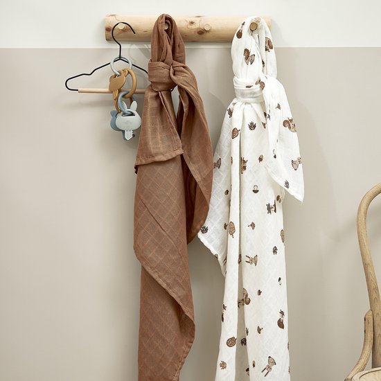 Meyco Baby Forest Animals swaddle - 2-pack - hydrofiel - toffee - 120x120cm van Meyco Baby — afbeelding 3
