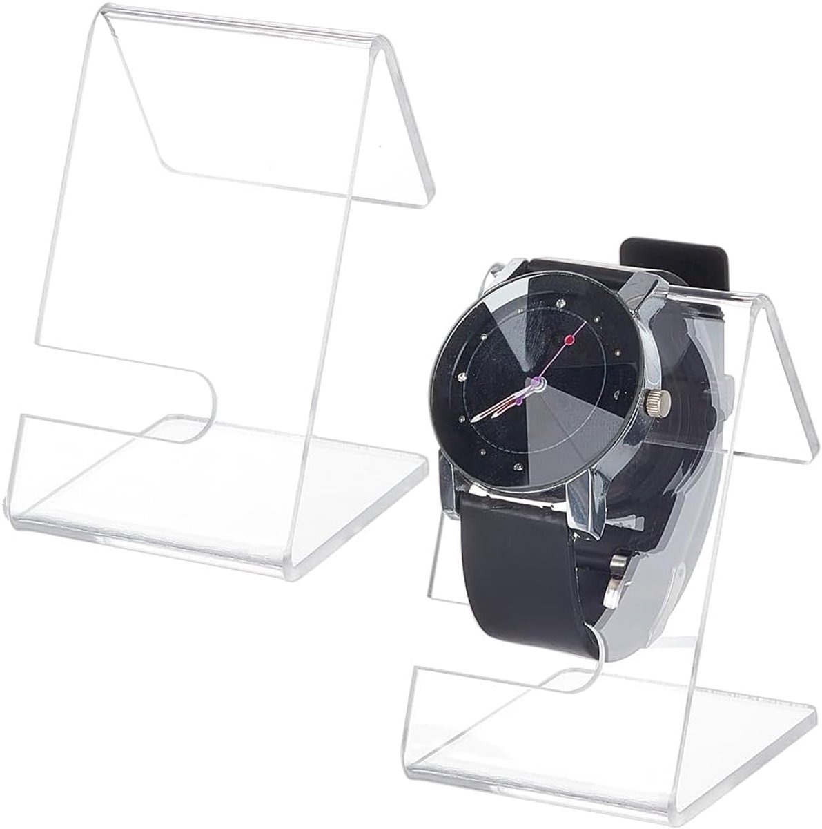 2pcs Watch Display Stands - Clear Acrylic Watch Holder - Jewelry Bracelet Display Stands - Watch Rack Holder Showcase for Bracelet Watch Display Home Decor Retail Use - 2.8x1.7x2