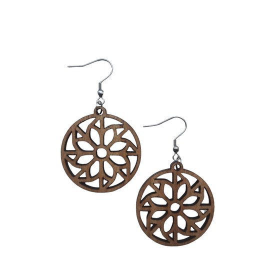 Spirit&Pine - Aurora - Boucles d'oreilles en bois - Boucles d'oreilles géométriques à Bloem - Boucles d'oreilles pendantes bohèmes - Style Boho - Afromosia