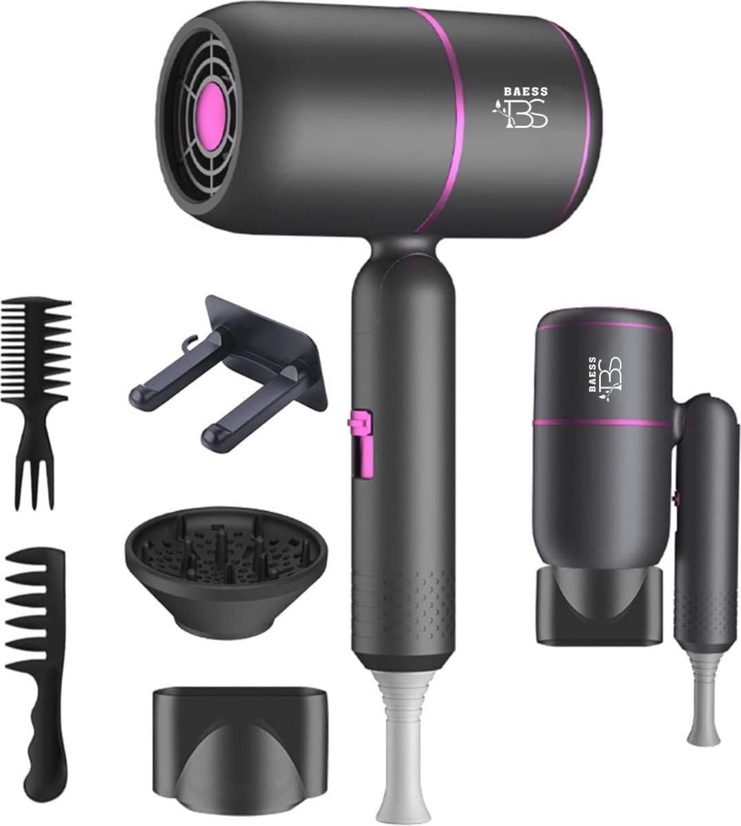Föhn met diffuser - 2000W Haardroger met Ionentechnologie - Compact & Reisvriendelijk
