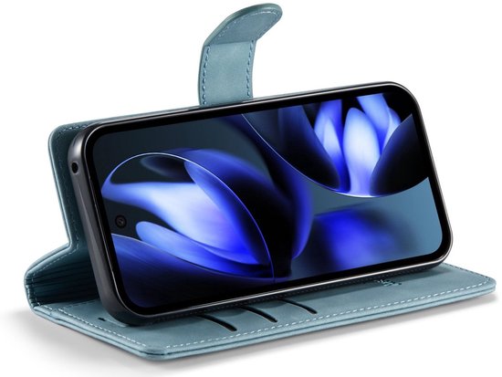 Bookcase hoesje CaseMania pour Google Pixel 9 - Aqua uni - Similicuir - Design magnétique amovible 2 en 1 - Compatible MagSafe