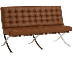 Barcelona Chair - 2 Zits - Vintage Bruin - Fauteuil - Stoel - Loungestoel