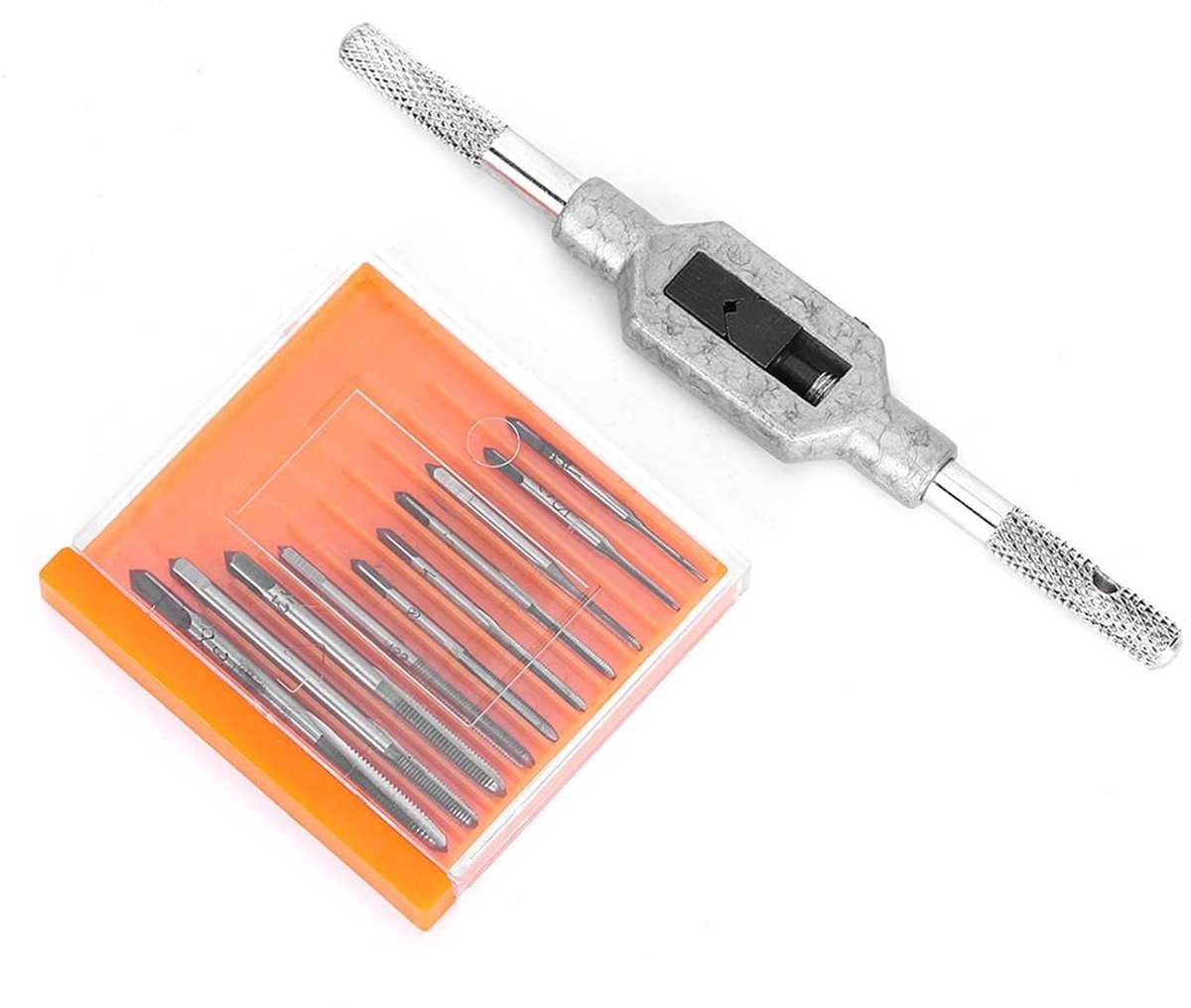 Inovra Plus - 11-delig schroefdraadtapset M1 - M3.5 met verstelbare ruimer. Handige set met metrische draadboorbits.