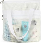 Mesh Douche Caddy, Draagbare Douche Tote Mesh Tote Bag Sneldrogende Toilettas Organizer met 8 Zakken en Draaggreep voor Gym Reizen Zwemmen Camp Badkamer Zwart, Aantal: 1 stuks
