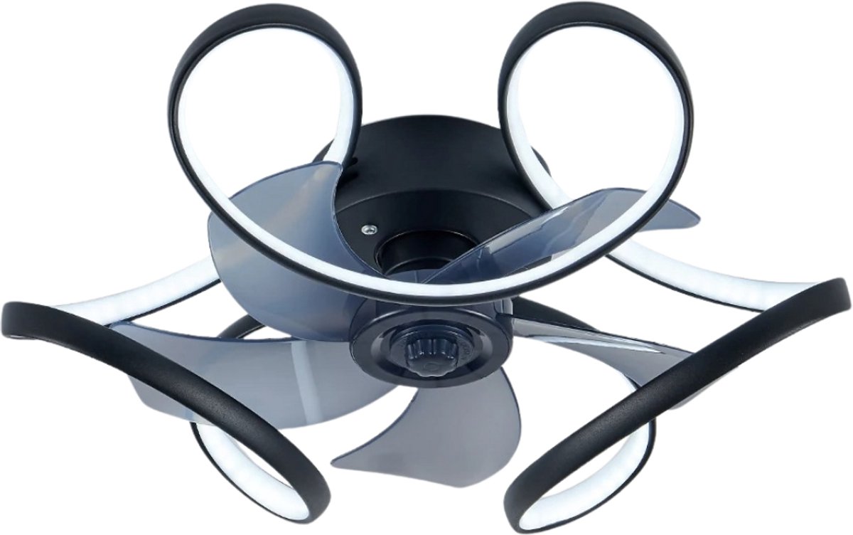 Nivard Plafondventilator - Met Verlichting - Plafond Ventilator - Met Lamp - Plafonniere Met Ventilator - Met Licht - Zwart - 50cm