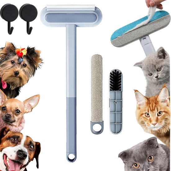 Ontharingsborstel - Huisdierhaar Verwijderaar - 4-in-1 multifunctionele ontharingsborstel - Herbruikbare - Huisdier borstel - dierenhaarverwijderaar voor bank - Voor honden en katten - houd de bank schoon
