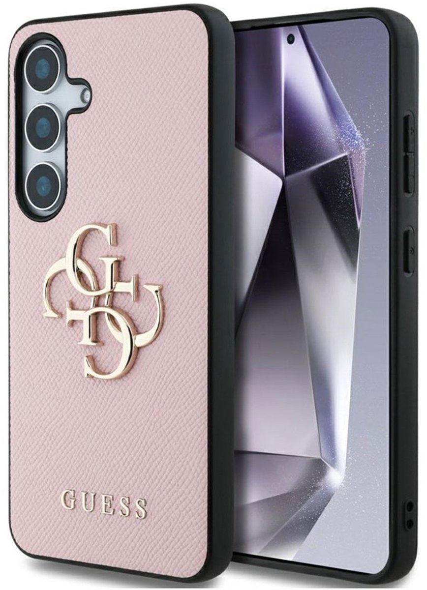 Guess 4G Metal Logo Saffiano Backcover geschikt voor Samsung Galaxy S25 - Roze
