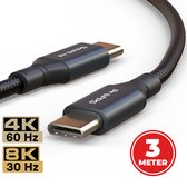 Câble ProFPS USB-C vers USB-C 3,0 m - Chargeur rapide et câble de données USB 3.2 - Câble de charge 240 W 5A - Thunderbolt 20 Gbit/s - Prise en charge 8K 30 Hz et 4K 60 Hz - Câble de charge USBC adapté pour Samsung, iPhone 15, iPad, MacBook et plus