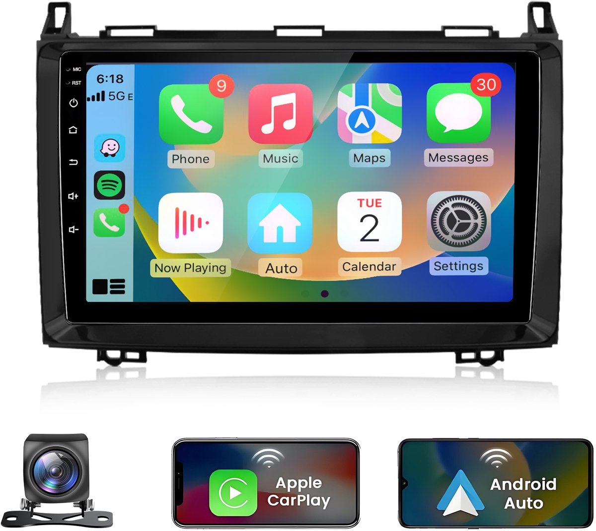 JUNSUN Autoradio - Geschikt voor Mercedes-Benz A/B Klasse/Vito W169 W639 W245, - Android 15 - 6+128 GB - Draadloze CarPlay & Android Auto - Ccta-Core & GPS Navi & SWC & Bluetooth & Wifi 4G KAM
