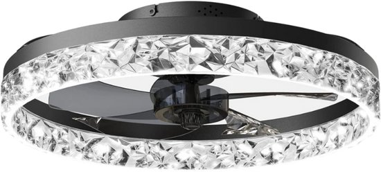 Plafondventilator met verlichting zwart – stil, energiezuinig, modern design, Livano plafond ventilator met lamp