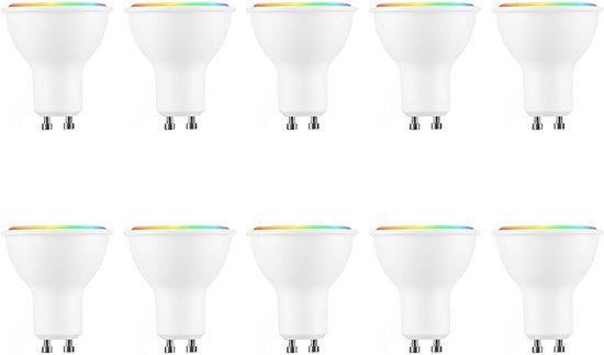 Calex Slimme Lamp - Kleurlamp Set Van 10 Stuks - Wifi LED Verlichting Gu10 Smart Lamp Dimbaar Rgb En Warm Wit 49w