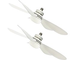 Bovista Plafondventilator - Met Verlichting - Plafond Ventilator - Met Lamp - Plafonniere Met Ventilator - Met Licht - Wit - 52cm - 2 Stuks