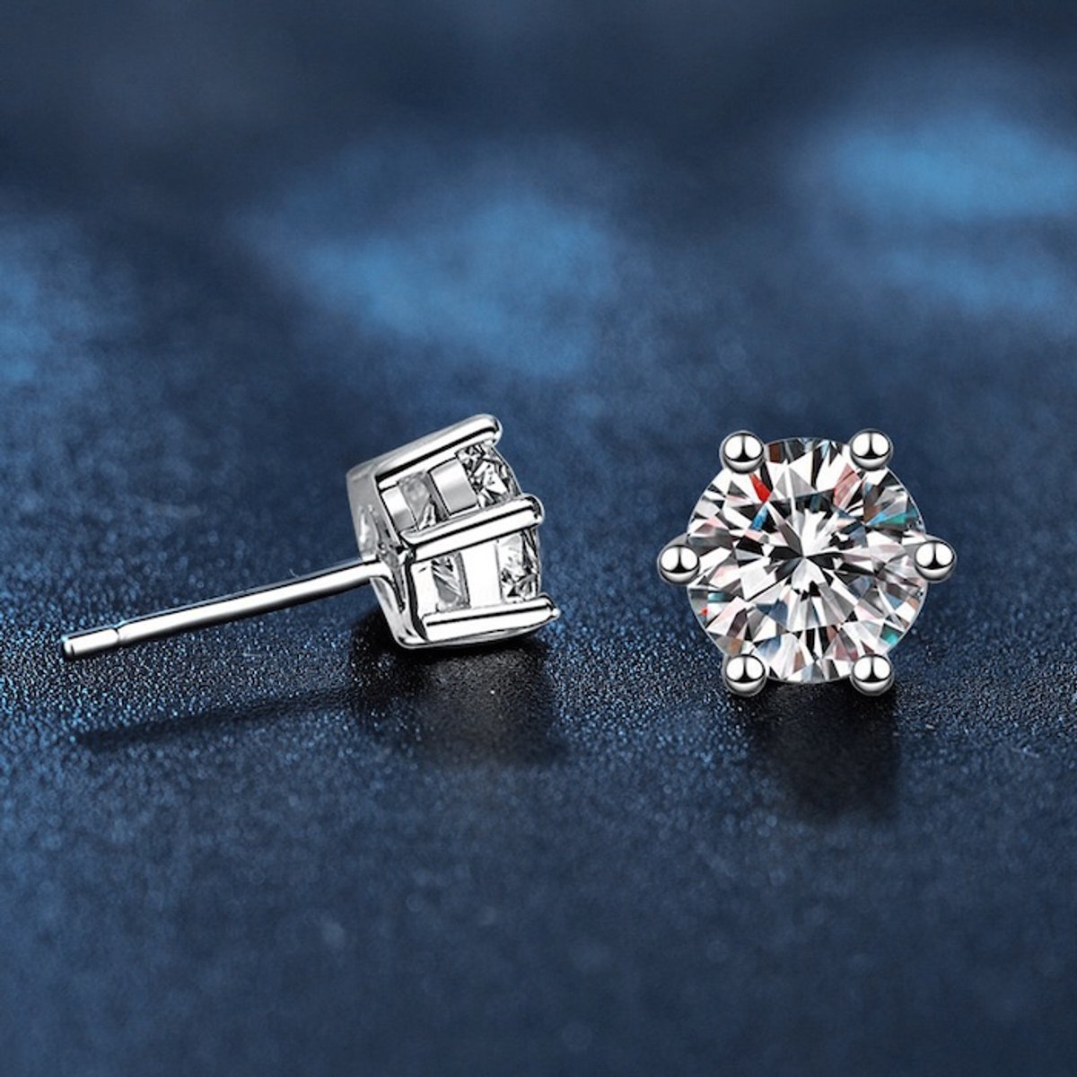 Klassieke 6-Poots Solitaire Oorbellen – Moissaniet Steen – 2 ct