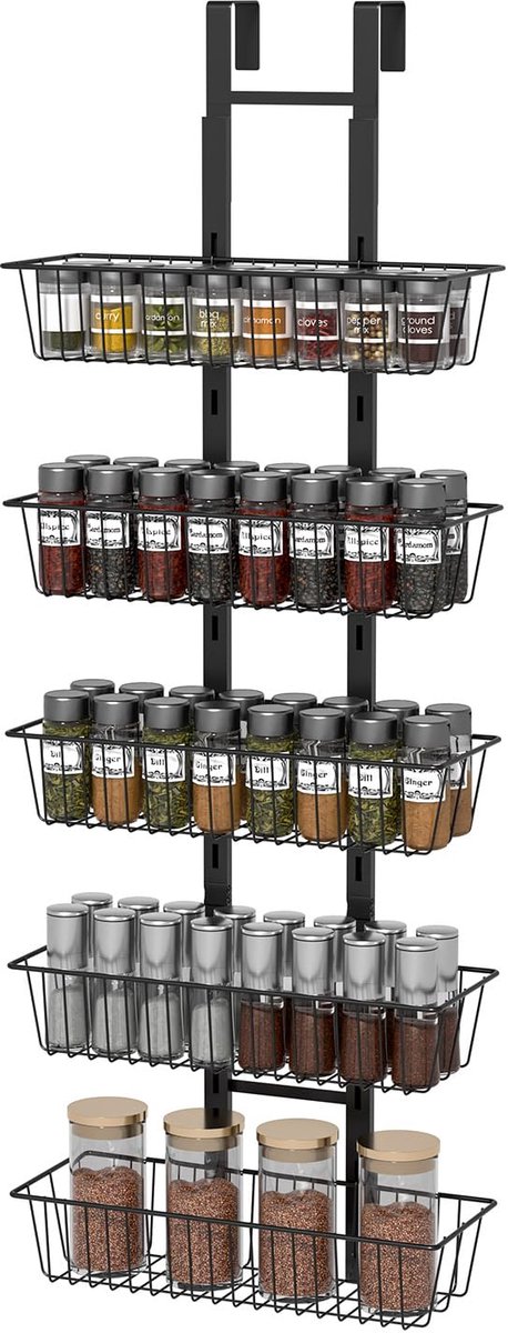 5-laags opbergorganizer - Voor boven de deur - zwart - 35 x 15 x 124,5 cm