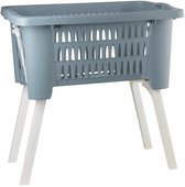 Lot De 2 Corbeilles à Linge Avec Pieds Pliables – 38 Litres, 60x40x58 Cm, Bleu, Transport Facile