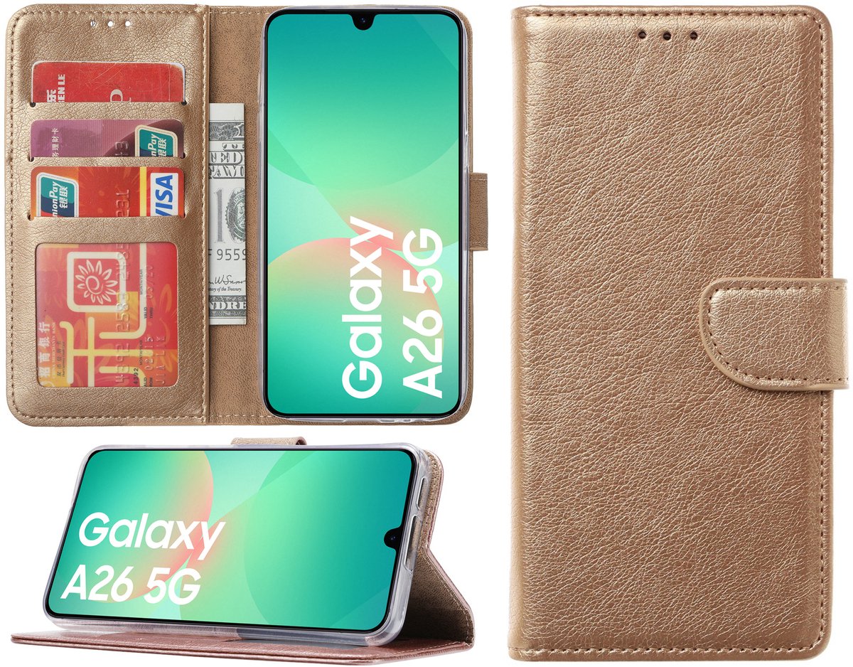Hoesje geschikt voor Samsung Galaxy A26 hoesje - Arara bookcase - Goud