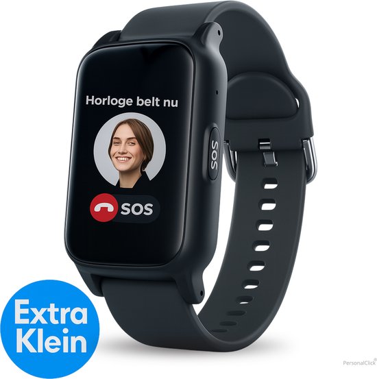 PersonalClick PC45 Smal - Alarm Horloge Ouderen - Valdetectie- Waterdicht- SOS Knop - Extra smal en lange accuduur - Zwart