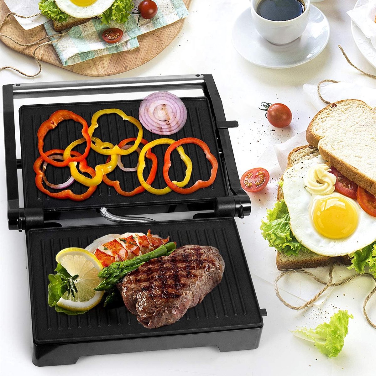 MKSS® Tosti Apparaat - Panini Grill - Contactgrill thumbnail 5