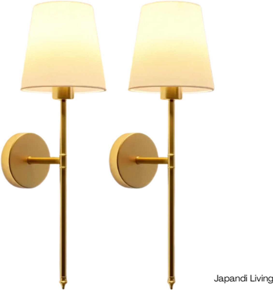 Japandi Living wandlamp - Batterijen - Goud - 2 stuks - Dimbaar - Meerkleurig - Met afstandsbediening - Oplaadbaar - Wandlampen