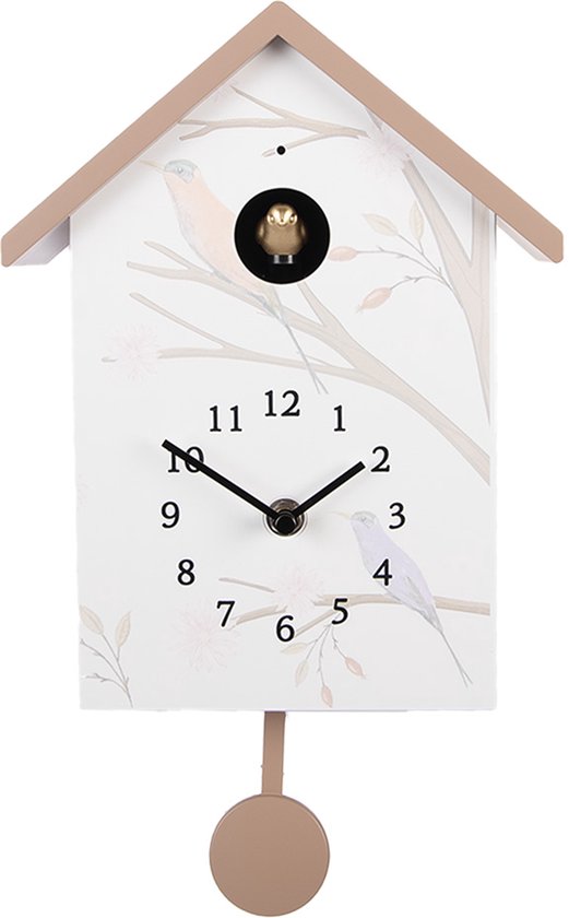 Koekoek-wandklok met werkende vogel, blauwe koekoeksklok, raamwandklok, kleine vogel, uurklok, moderne koekoeksklok, muurkunst voor de