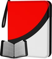 NAPI Verzamelmap voor 900 Kaarten - Binder Map voor Kaarten - 9 Pocket - Kunstleer - Premium Card Binder met Ritssluiting - 50 Pagina's - A4 Formaat - Rood/Wit
