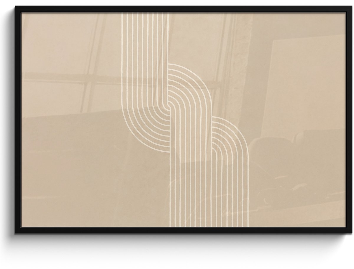 FrameYourWall Poster in lijst - Fotolijst 120x80 cm - Posters - Parallelle lijnen - Lichte textuur - Beige - Posterlijst zwart - Decoratie - Wanddecoratie woonkamer - Muurdecoratie slaapkamer