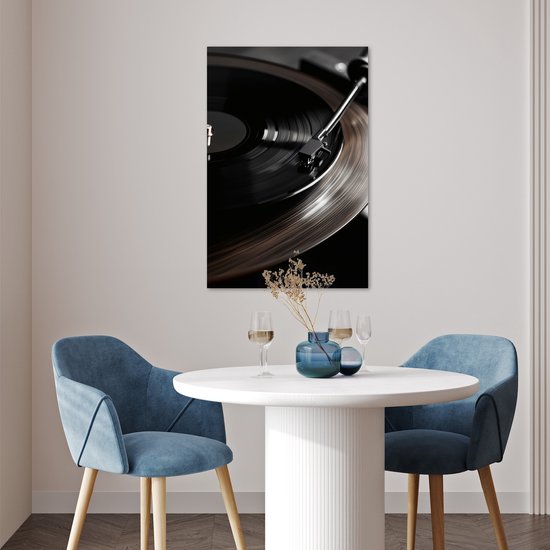 Affiche 40x60 cm - Gros plan - Disque vinyle - Tourne-disque - Zwart - Posters - Décoration chambre - Décoration murale salon - Décoration murale chambre