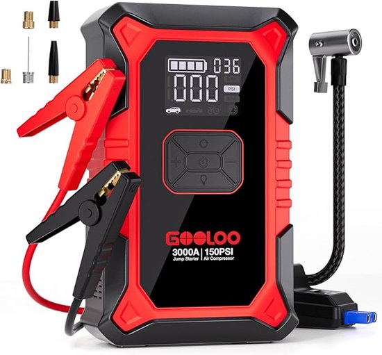 GOOLOO A3 jumpstarter – 3000A – met compressor en powerbank