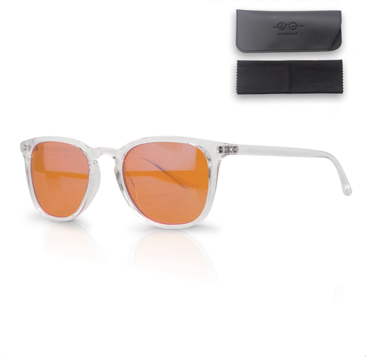 LC Eyewear Computerbril - Blauw Licht Bril Zonder Sterkte - Blue Light Glasses - Beeldschermbril - Unisex Bril Zonder Sterkte - Transparant - Rond/Oranje