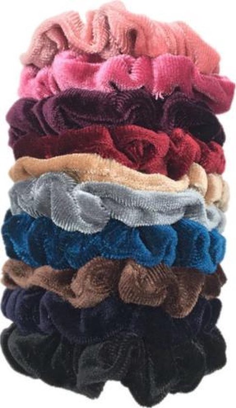 SKYCOMMERCE - Scrunchie Velvet - Haaraccessoires - Haarelastiek - 10 stuks - diverse kleuren