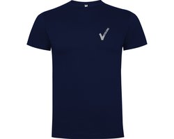 Donker Blauw T-shirts met Beveiliging / Security met als borstlogo het bekende V-tje en als ruglogo SECURITY - voor PROFESSIONALS, merk ROLY Maat S