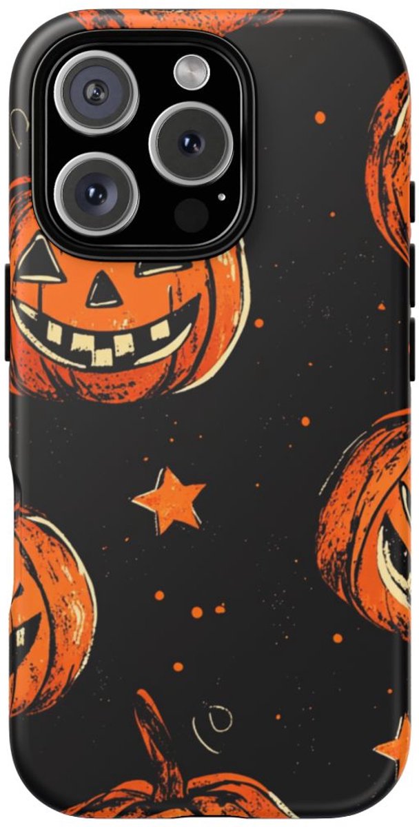 Grunge Halloween Pompoenenpatroon – Telefoonhoesje Geschikt voor iPhone 16 Pro
