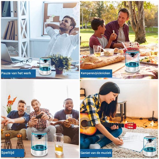 Bluetooth 5.0 LED Speaker – Draagbare Mini Speaker met 360° HIFI Stereo, Krachtige Bass, Kristal Glas Ontwerp, TF/USB, Handsfree Bellen — afbeelding 5