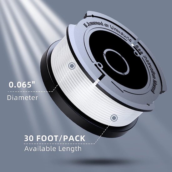 Geschikt voor Black & Decker trimmers - 8-pack trimmerkabelspoelen, A6481 A6485 1,65 mm grasmaaierkabelspoelen (8 trimmerkabels, 2 doppen, 2 veren) van Merkloos	 — afbeelding 3
