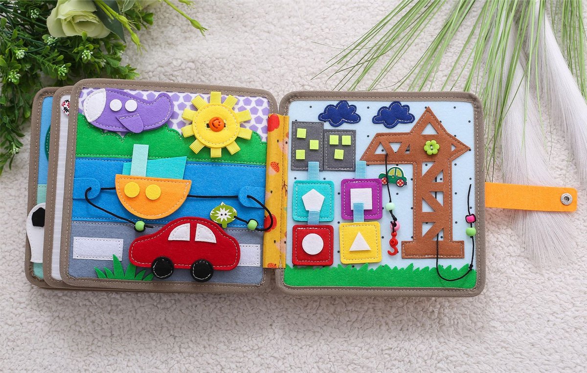 Joymaxx Montessori Busy Board - Baby Speelgoed 1 jaar - Activiteitenboek voor Peuters - Sensorisch Speelgoed 6 maanden tot 2 jaar - Montessori Speelgoed voor Onderweg - Cadeau Meisjes 18 maanden — afbeelding 3