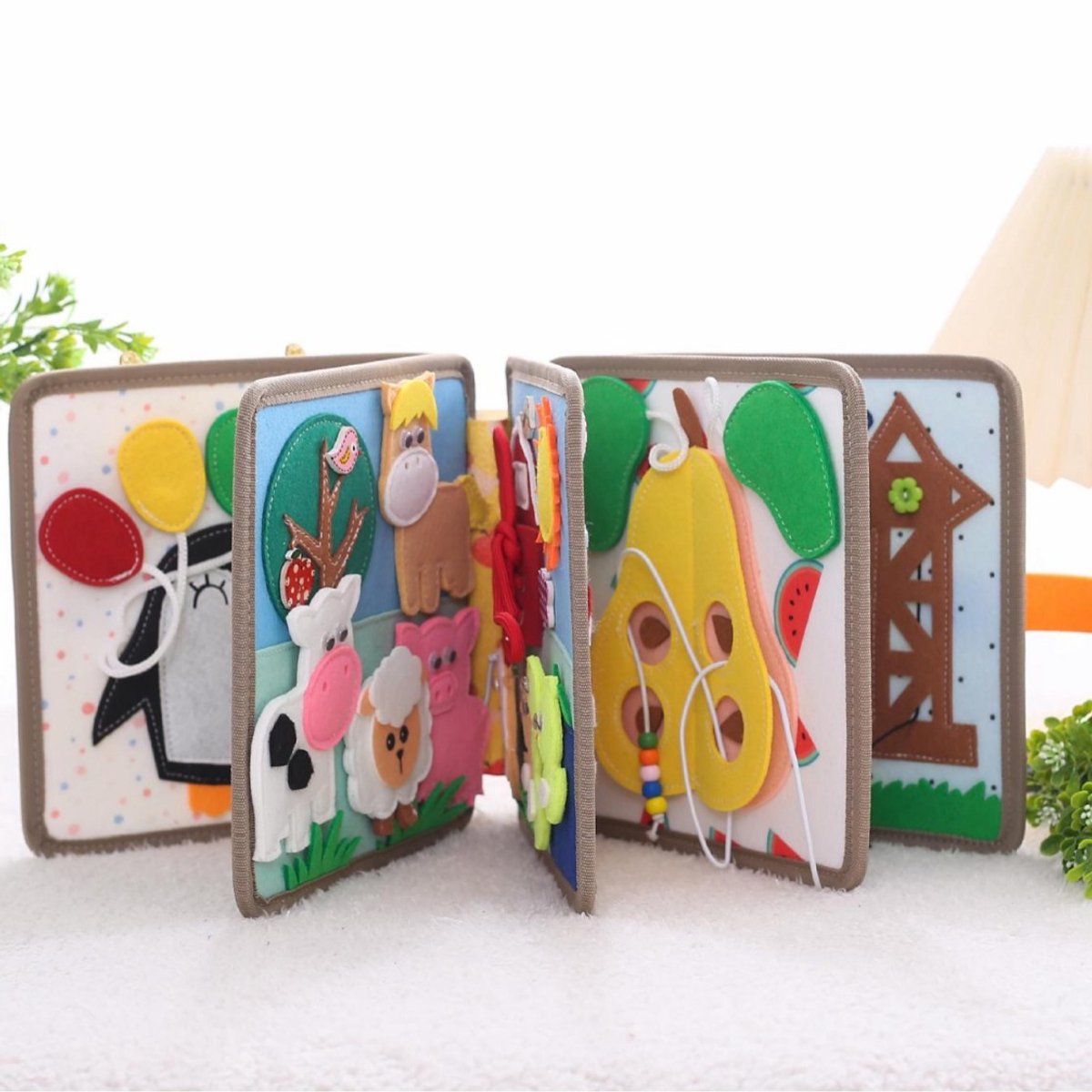 Joymaxx Montessori Busy Board - Baby Speelgoed 1 jaar - Activiteitenboek voor Peuters - Sensorisch Speelgoed 6 maanden tot 2 jaar - Montessori Speelgoed voor Onderweg - Cadeau Meisjes 18 maanden — afbeelding 2
