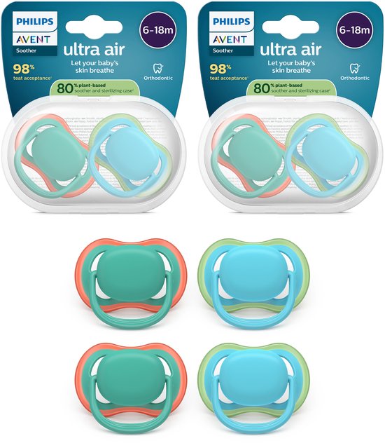 Philips Avent Ultra Air - Ademend en lichtgewicht fopspeen (6-18 mnd) - 4 stuks - SCF087/24 van Merkloos — afbeelding 3