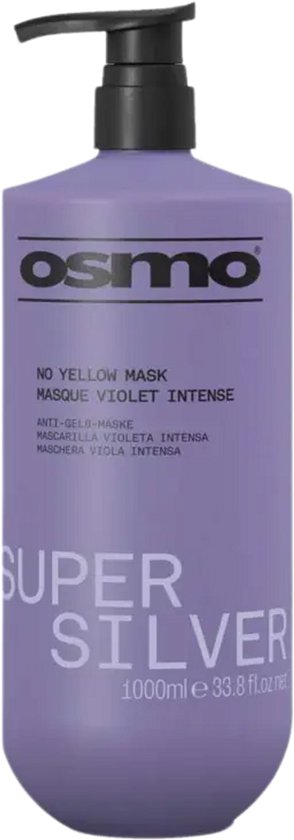 Osmo Super Silver No Yellow Mask 1000ml haarmasker met pompdispenser in lichtpaarse fles.