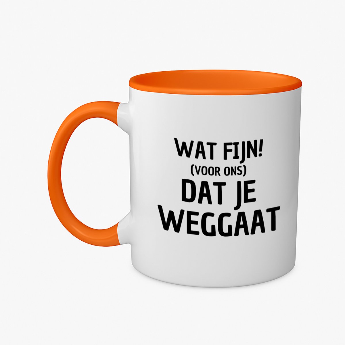 Hacebo® - Wat fijn dat je weggaat koffiebeker oranje - Afscheid bedank cadeau - collega's - thee mok - koffie beker - werk - afscheidscadeau - verjaardagscadeau - koffiemok - 350 ML inhoud