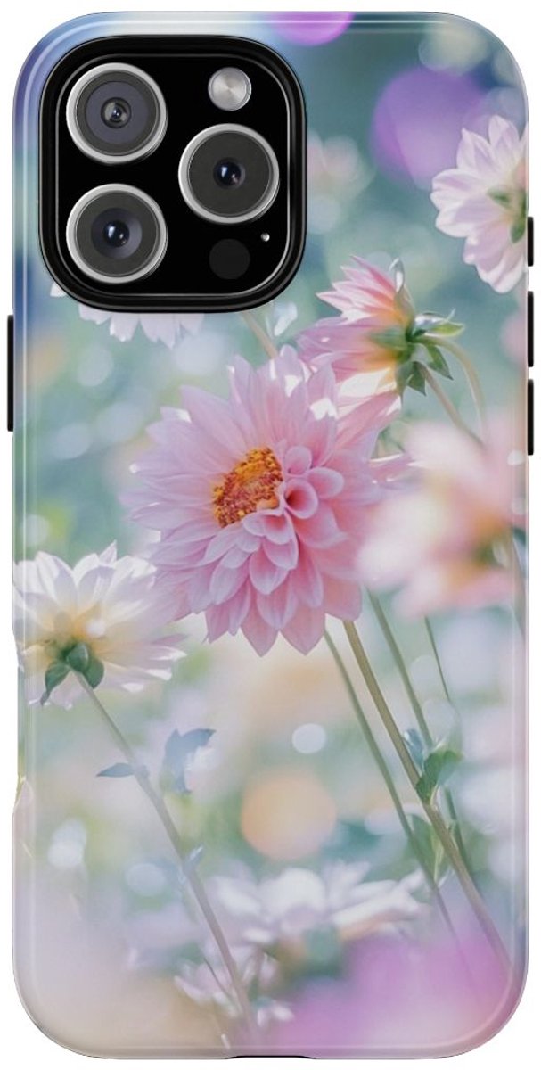 Zachte Pastel Dahlia's Bloemmotief – Telefoonhoesje Geschikt voor iPhone 16 Pro Max