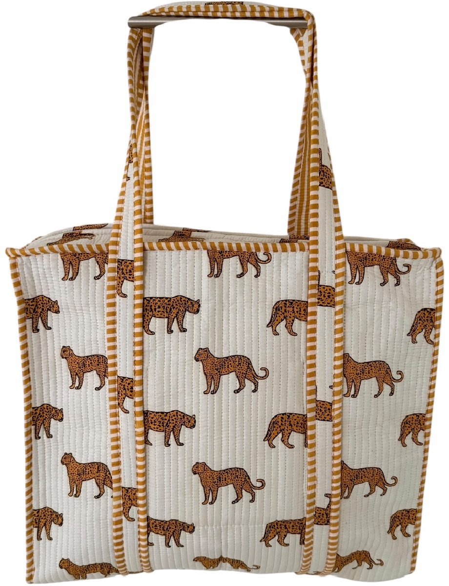 Shoppingbag / Strandtas Kantha Cheetah 37x48 cm