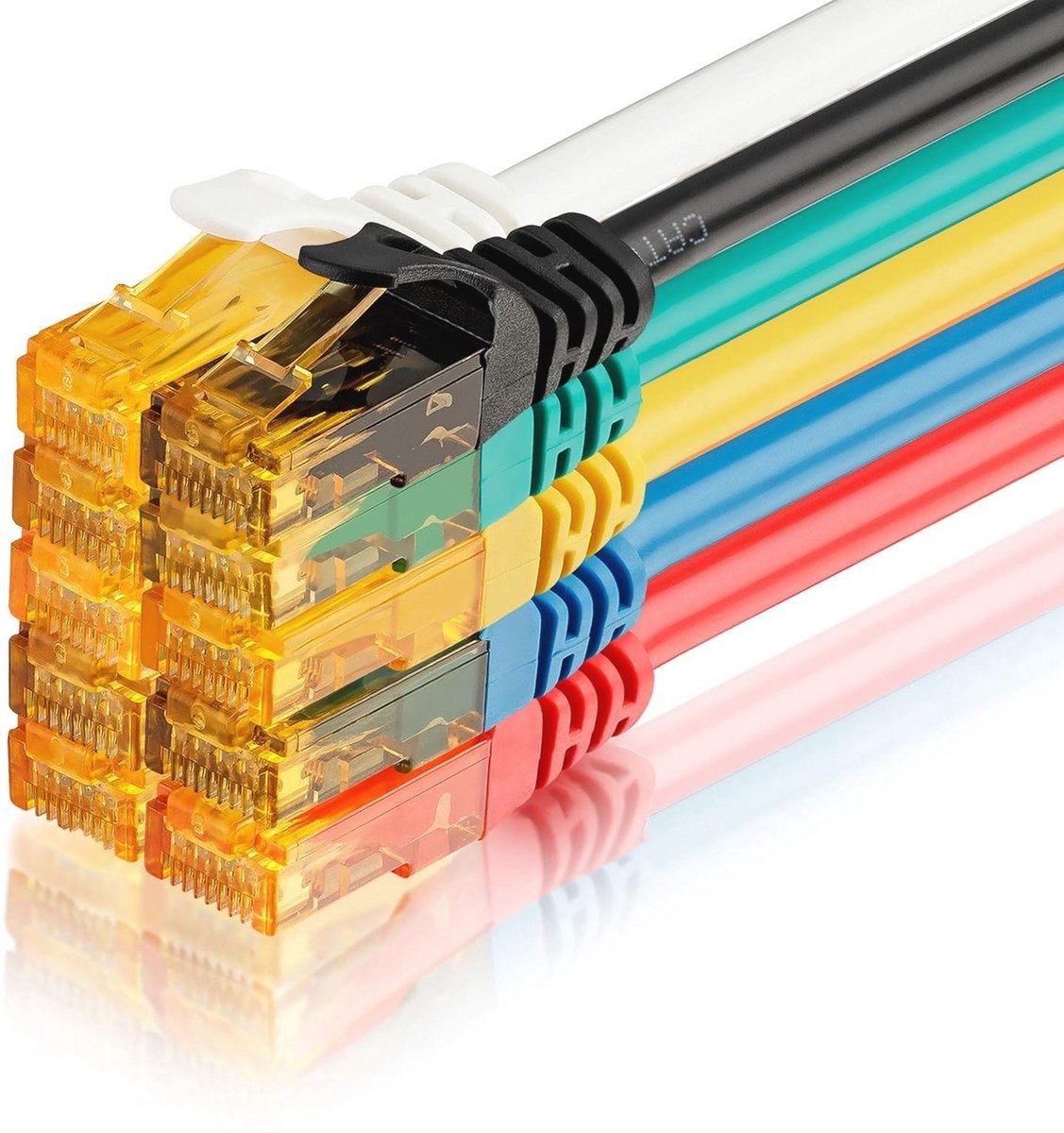 WNHB® Set van 10 gekleurde Cat 6 ethernetkabels 0,5 m - gigabit LAN patchkabel voor router pc en smart tv