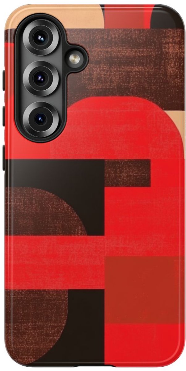Rood-Bruin Geometrisch Abstract – Telefoonhoesje Geschikt voor Samsung Galaxy S25