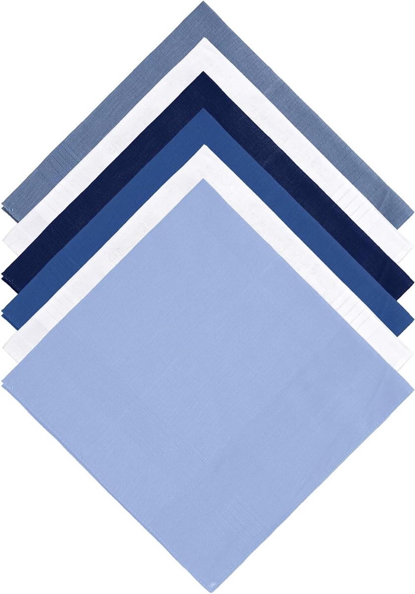 6 stuks heren zakdoeken van zacht en herbruikbaar katoen in blauw - 40 x 40 cm