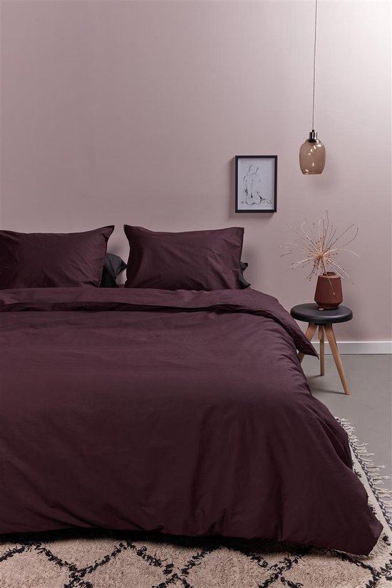 Ambiante Cotton Uni dekbedovertrek - Effen - Lits-Jumeaux XL - 260x200/220 cm - Donker Rood van Merkloos — afbeelding 4