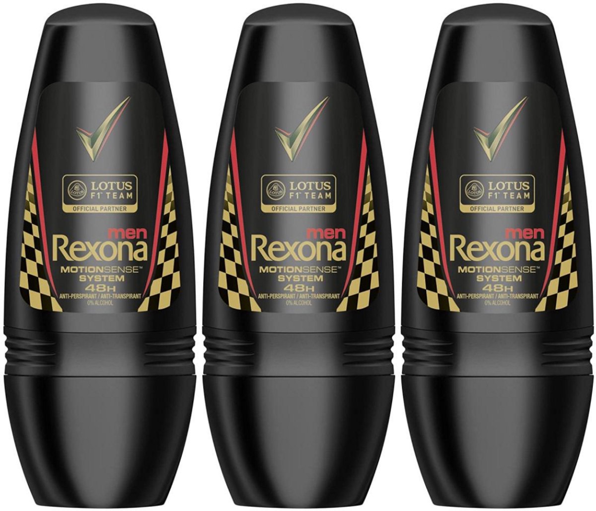 Rexona Men Motion Sense System Lotus F1 Team Deodorant Man Roller - 3 x 50 ml - Deze deodorant roller laat je niet in de steek
