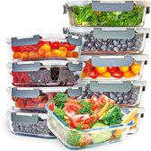 KitchenBrothers Meal Prep Bakjes - Vershoudbakjes Set - Luchtdicht - BPA Vrij - 1L en 370ml - Glas - 10 Stuks