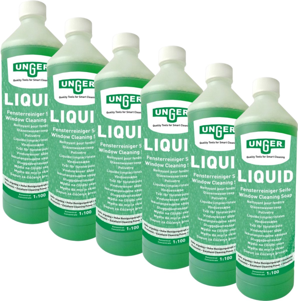 Unger Glazenwasserszeep 6x 1 liter - professionele glas- en ruitenreiniger