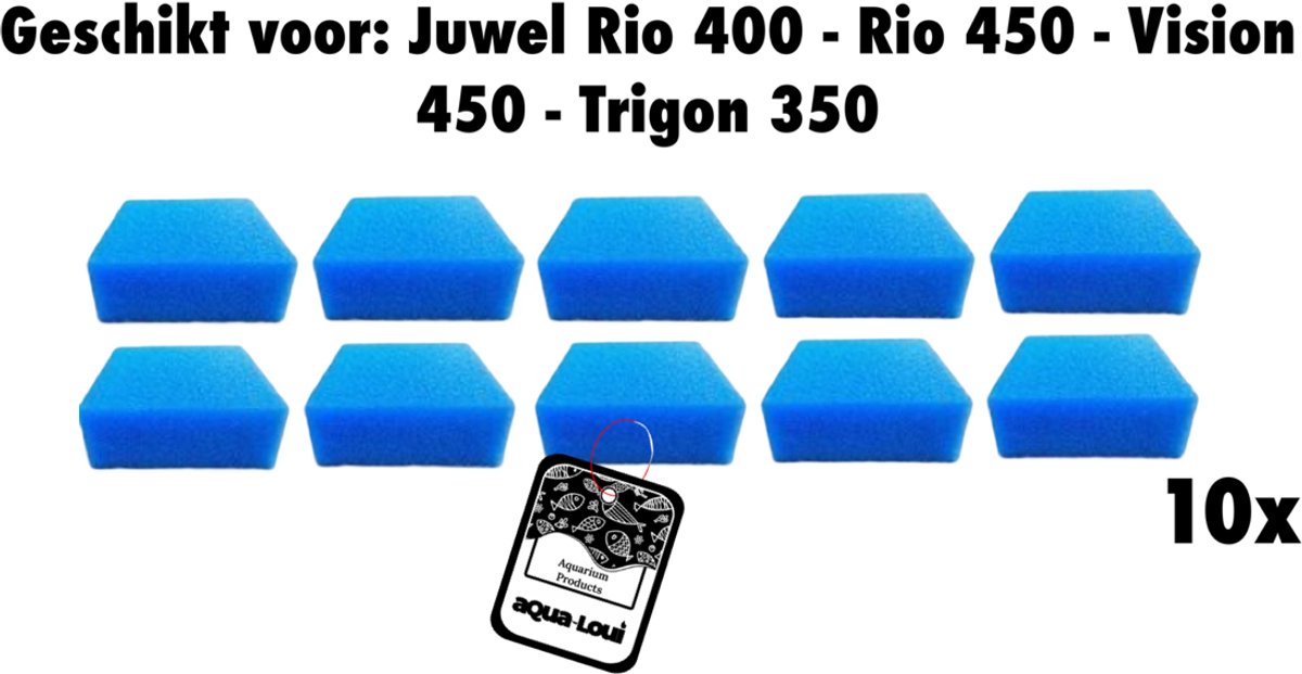 Aqua-Loui® - Filterspons Fijn - Geschikt voor Juwel - Extra Large (XL) - Geschikt voor Bioflow 8.0 - Intern filtersysteem - Aquarium - Geschikt voor Juwel: Rio 400 - Rio 450 - Vision 450 - Trigon 350 - 10 Stuks